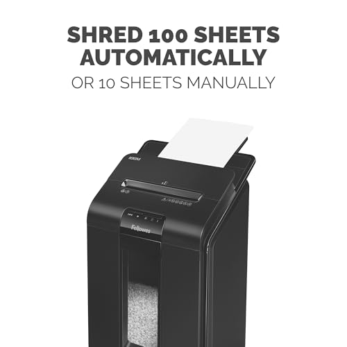 FELLOWES AUTO MATRIX 2-IN-1 PAPER SHREDDER WITH 100-SHEET CAPACITY - BLACK - Like New