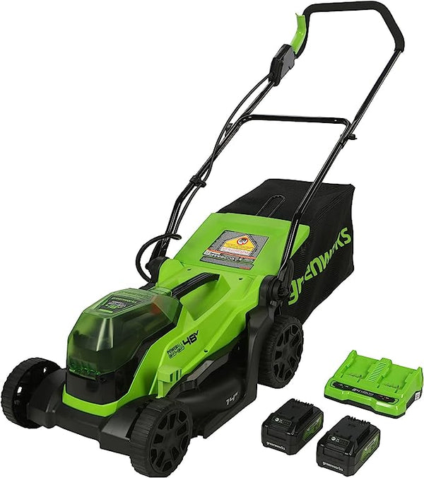 Greenworks 48V 2 x 24V 14" Brushless Cordless Lawn Mower MO48L2212 - Green/Black Like New