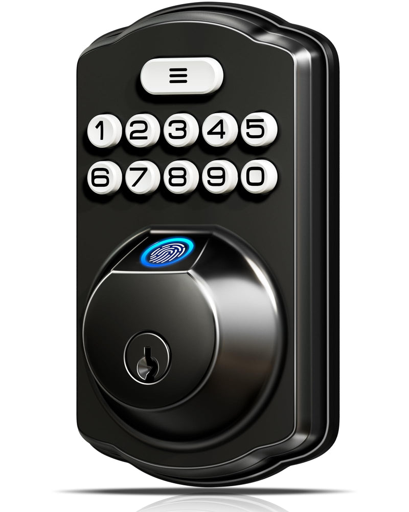 VEISE FINGERPRINT DOOR LOCK, KEYLESS ENTRY, ELECTRONIC, KS02A - MATTE BLACK - Like New