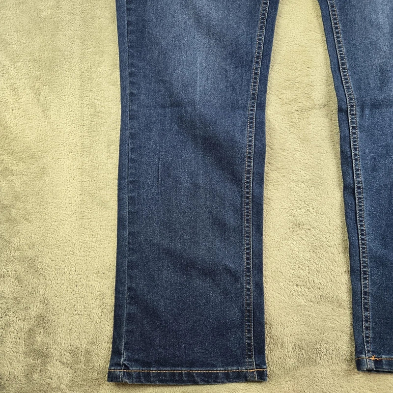 BLU ROCK JEANS MENS DENIM FLEX 4 WAY STRETCH STRAIGHT SLIM FIT, SIZE 42X31- BLUE - Brand New
