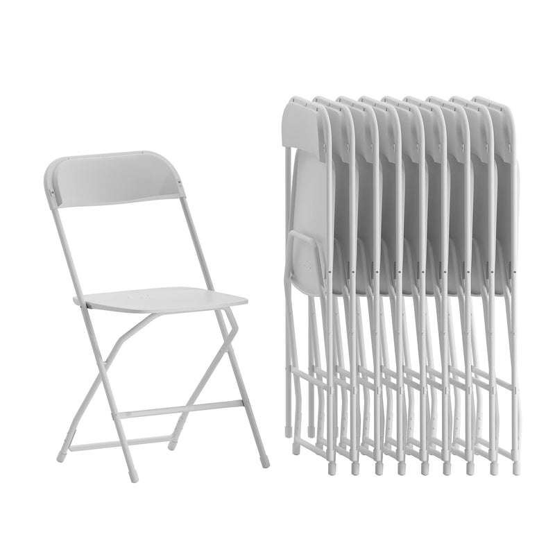 Flash Furniture Hercules Series Plastic Folding Chairs for Parties Weddings, 10 - Like New