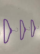 GENERIC FUZZY VELVET SMALL HANGERS WITH METAL HOOK 11" X 7" (3 PACK) - PURPLE - Like New