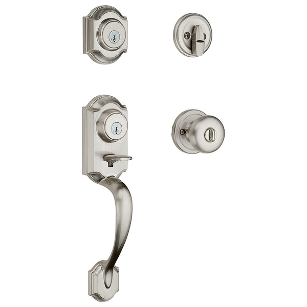 KWIKSET MONTARA FRONT DOOR LOCK HANDLE DEADBOLT SET WITH KNOB - - Scratch & Dent