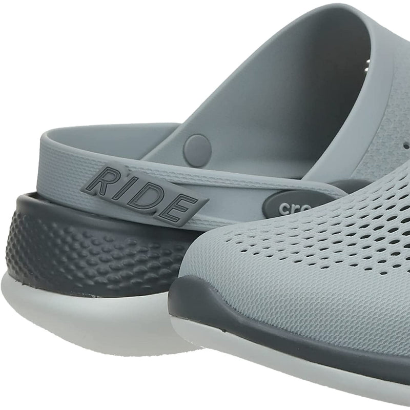 CROCS UNISEX LITERIDE WATER CLOG SANDAL - MEN 7 WOMEN 9 - LIGHT GREY/SLATE GREY - Brand New