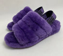 UGG FLUFF YEAH FUR SLIDE SLINGBACK SANDALS - SIZE: WOMEN 8 - PURPLE - Like New
