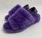 UGG FLUFF YEAH FUR SLIDE SLINGBACK SANDALS - SIZE: WOMEN 8 - PURPLE - Like New