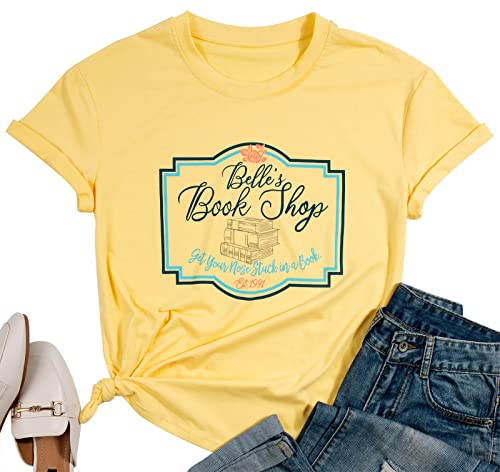 FLOYU Women Belle's Book Shop Shirt Princess Belle T-Shirt Book Lover Tops - Like New