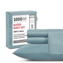 100% Cotton Sheets Queen Size Set- Luxurious, Cooling Sheets, French Blue - Like New