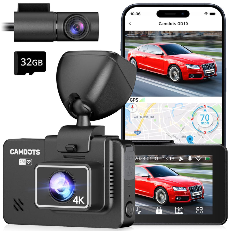 4K Dash Cam Front and Rear, GD10 Upgraded Version 3" IPS Touchscreen Dash Camera - Like New
