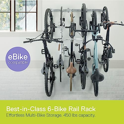 DELT Cycle WM6000 Heavy-Duty 6-Bike Vertical Rail Rack - Silver - Like New