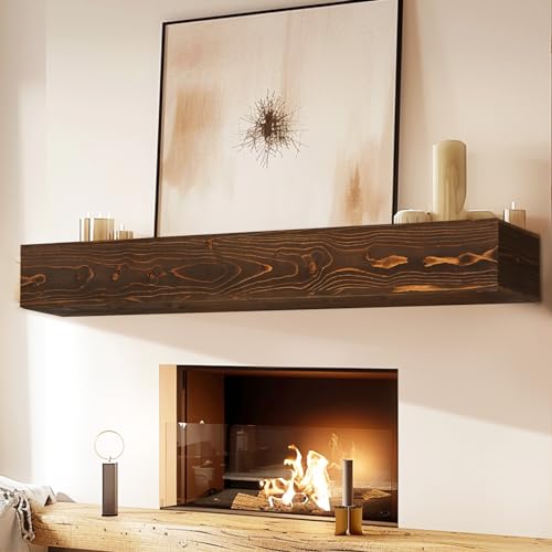 YLYHSST 60" Rustic Wood Mantel Bracket - Brown - HOLLOW - Scratch & Dent