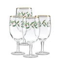LENOX HOLIDAY 4-PIECE ICED BEVERAGE GLASS, DINNERWARE, HOSTING - RED/GREEN - Like New
