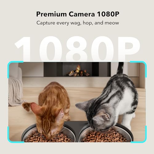 PETLIBRO AUTOMATIC CAT FEEDER CAMERA FOR TWO CATS 1080P HD VIDEO, 5L - BLACK - Like New