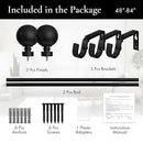 Meriville 1" Ball Single Window Treatment Curtain Rod, 48" to 84", Black - Like New