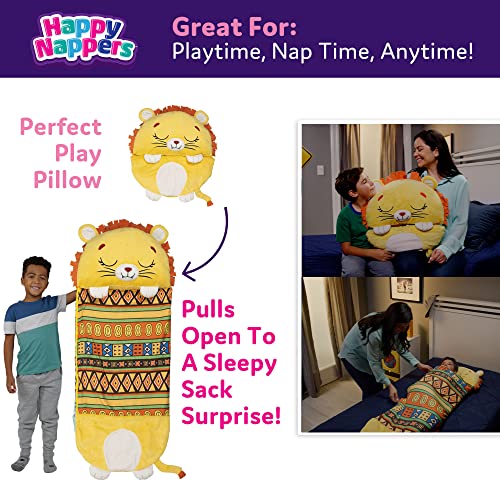 HAPPY NAPPERS PILLOW & SLEEPY SACK- COMFY, COZY, SACK W/ PILLOW- LION (MED) - Like New