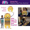 Happy Nappers Pillow & Sleepy Sack- Comfy, Cozy, Compact, Soft Lion (Large) - Like New