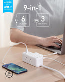 Anker USB Power Strip Surge Protector(300J), 5ft Cord, Flat Plug A9166 - White Like New