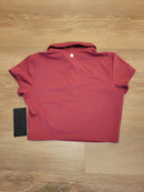 90 DEGREES BY REFLEX LUX SHORT SLEEVE CROPPED TENNIS POLO - WOMEN XL - RASPBERRY - Brand New