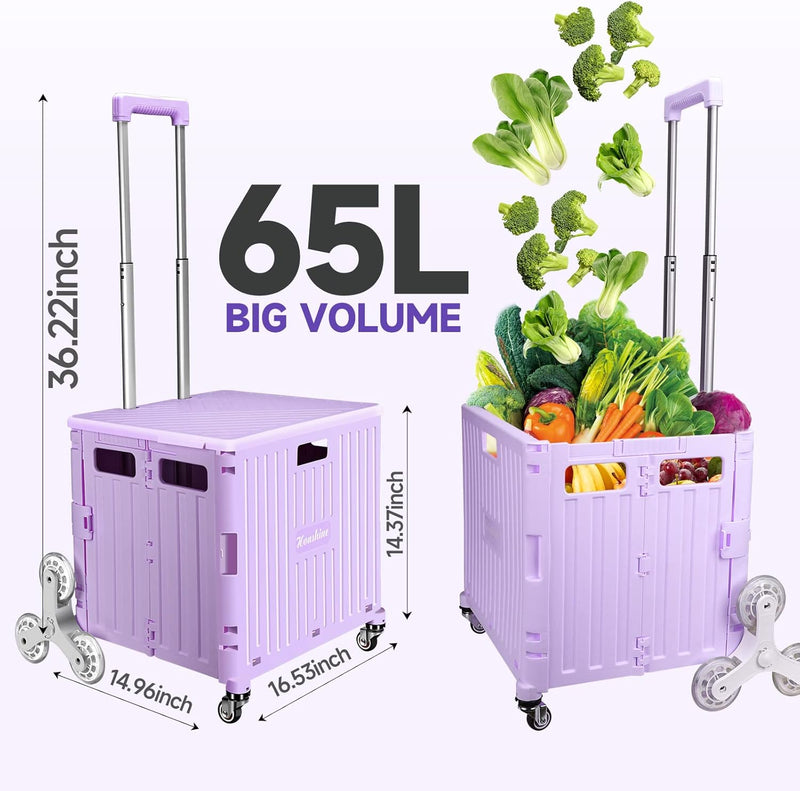 Honshine PLX-3 Foldable Cart with Stair Climbing Wheels, Collapsible - Lavender - Like New