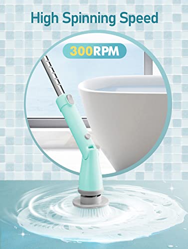 LYSYMO ELECTRIC SPIN SCRUBBER CORDLESS BATHROOM POWER SCRUBBER TEAL - Like New