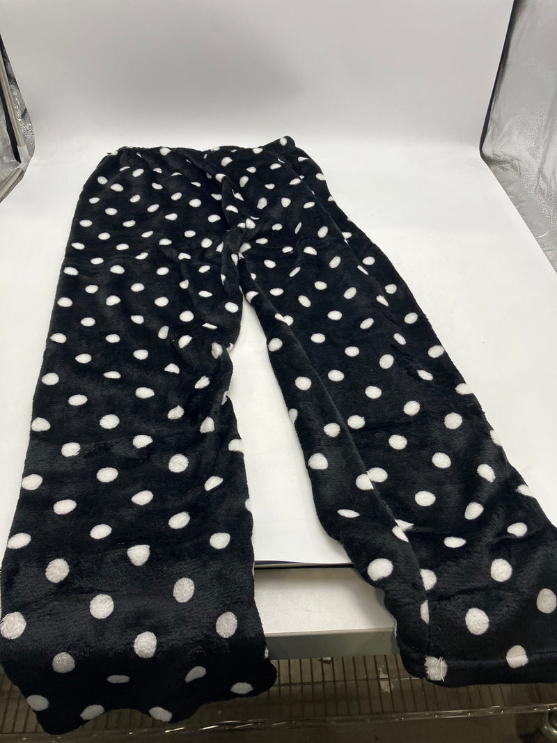 FASHION EXTRA SOFT PAJAMAS PANTS - SIZE: WOMEN S - BLACK WITH WHITE POLKA DOTS - Brand New