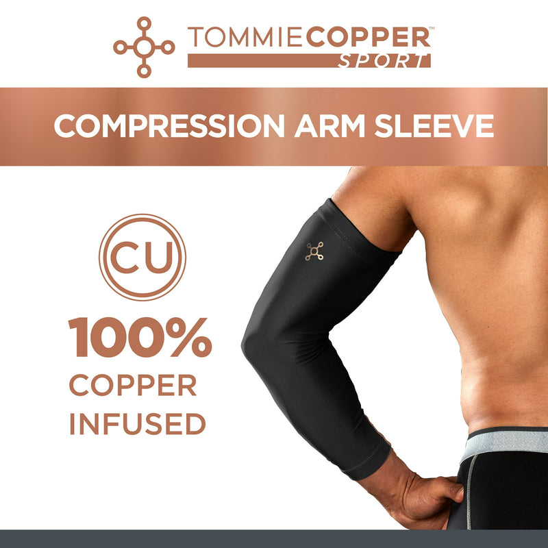 TOMMIE COPPER SPORT SPANDEX COMPRESSION ARM SLEEVE LARGE/EXTRA-LARGE - BLACK - Like New