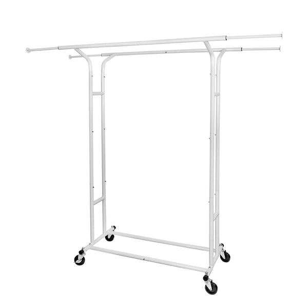 FISHAT HEAVY DUTY DOUBLE ROD CLOTHES RACK - WHITE - Like New