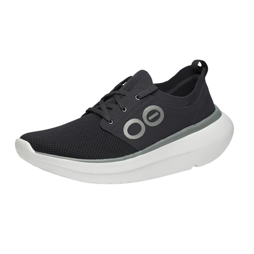 09012024 OOFOS MEN’S OOMY STRIDE RECOVERY SHOE BLACK/WHITE SIZE 9 M - Like New
