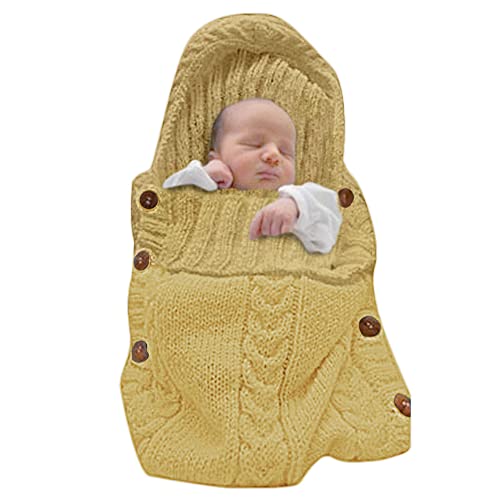 XMWEALTHY Newborn Baby Wrap Swaddle Blanket Knit Folding -Turmeric - Like New