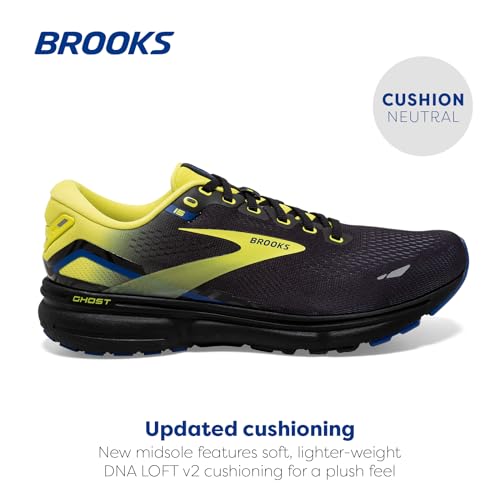 BROOKS MEN'S GHOST 15 NEUTRAL RUNNING SHOE SIZE: MEN 9.5 BLACK/NIGHTLIFE/BLUE - Like New