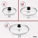 CUISINEL GLASS LIDS SET 8"+10"+12" (20.32cm+25.4cm+30.48cm) - BLACK - Like New