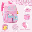 FISENT 3PCS KIDS BACKPACK FOR GIRLS,GIRLS BACKPACK SET,CUTE BUNNY RAINBOW - Like New