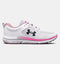 3026179 Under Armour W Charged Assert 10 Women White/Pink Size 7.5 Like New