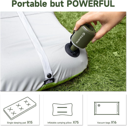 TRAVERSE NANO INFLATABLE PUMP WITH BUILT-IN LANTERN & MAGNETIC DESIGN - GREEN - Brand New