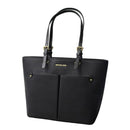 MICHAEL KORS JET SET VEGAN LEATHER DOUBLE POCKET TOTE - BLACK/SILVER - Like New