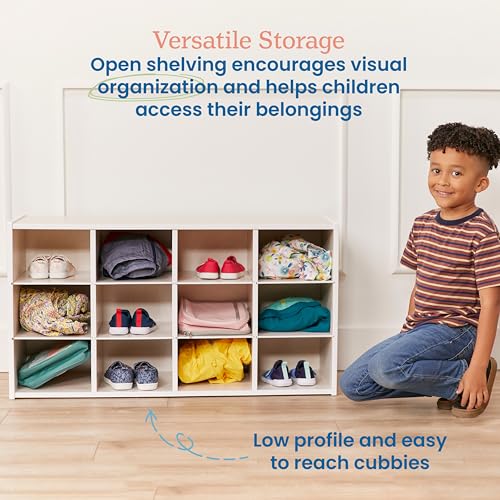 ECR4KIDS STREAMLINE 12 CUBBY TRAY STORAGE CABINET 3X4 CLASSROOM ELR-17432-WW - Like New