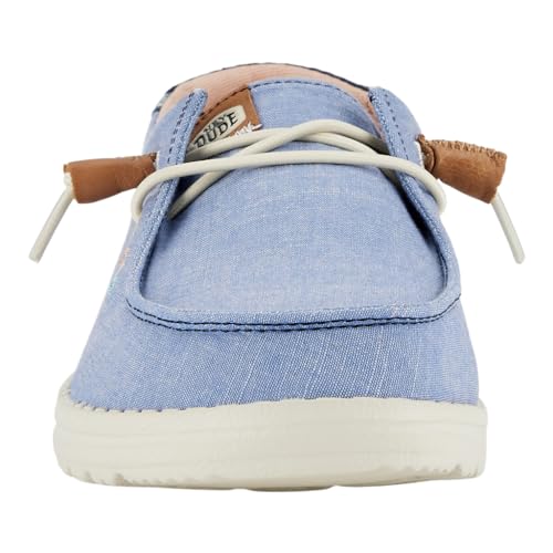 40729  HEY DUDE WENDY CHAMBRAY BOHO SLIP ON CASUAL SHOES WOMEN 6 BLUE - Like New