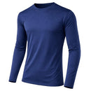 GALAXY BY HARVIC MEN LONG SLEEVE MOISTURE-WICKING CREW TEE, LARGE - NAVY - Brand New