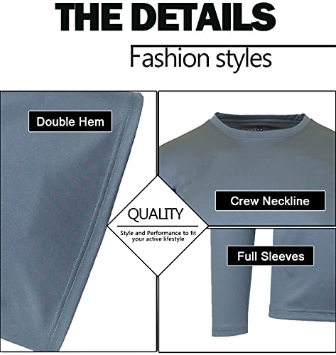 GALAXY BY HARVICE MEN'S LONG SLEEVE MOISTURE-WICKING TEE SIZE: MEN M - CHARCOAL - Brand New