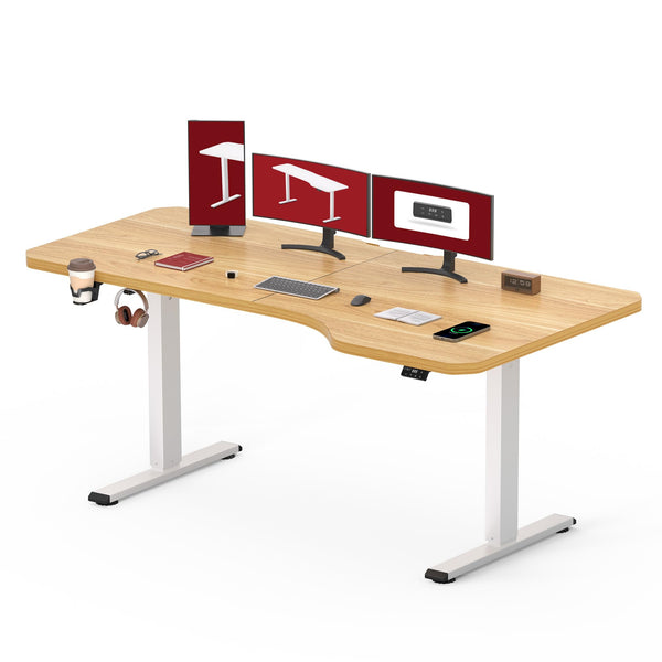SANODESK EP1 + 160 X 80 CM HEIGHT ADJUSTABLE ELECTRIC STANDING DESK - MAPLE - Like New