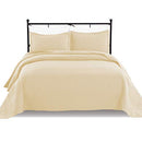 BASIC CHOICE 3-Piece Quilted Bedspread Set (Queen, Wave/Beige) - B0786STN8J - Brand New