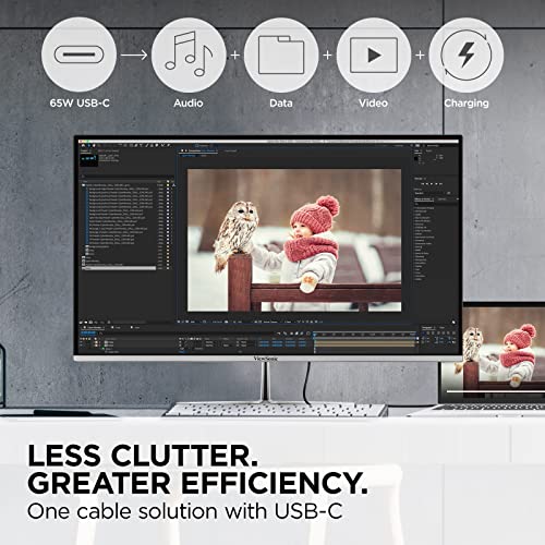 VIEWSONIC 27" 4K UHD IPS Monitor 65W USB HDR10 Content Support VS19281 - Like New