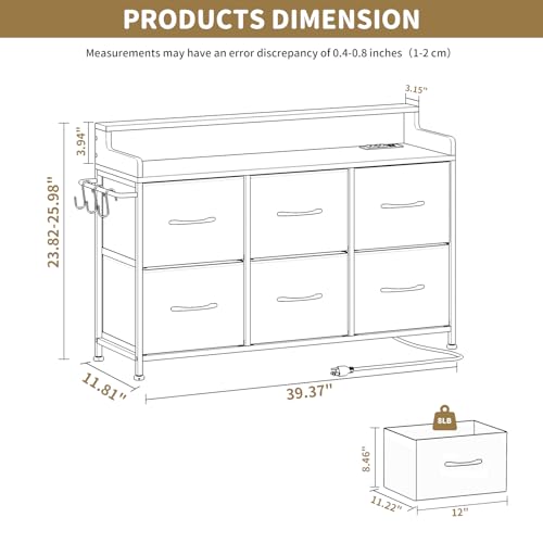 LEADPRO DRESSER FOR BEDROOM WITH 6 DRAWERS - RUSTIC BROWN - Like New