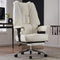 EXCEBET BIG AND TALL OFFICE CHAIR 400LBS WIDE SEAT, LEATHER HIGH BACK - WHITE - Like New