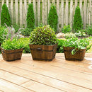 Leisure Season BSQP131 Barrel Style Square Wooden Planters - Brown - Set of 3 Like New