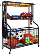 FITVIDS GARAGE SPORTS EQUIPMENT ORGANIZER GARAGE BALL STORAGE BF-BS-01 - BLACK - Like New