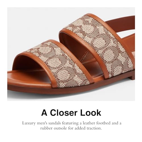 COACH Men's Julian Signature Two Strap Sandal BURNISHED AMBER Size 8 - Like New