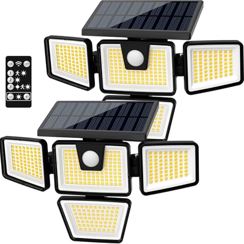 AMERITOP SOLAR LIGHTS OUTDOOR, 2 PACK LED HIGH BRIGHTNESS MOTION-SENSOR - BLACK - Brand New