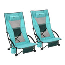 ARROWHEAD OUTDOOR 2-PACK LOW SEATING + 20° RECLINING FOLDING - LIGHT BLUE - Like New
