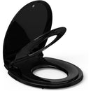 QEETEX ROUND TOILET SEAT FOR ADULT AND CHILD BUILT-IN POTTY TRAINING SEAT, BLACK - Brand New